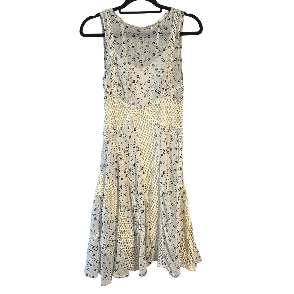 Floreat Anthropologie Windswept Lace‎ Floral Print Crochet Sleeveless Mini Dress